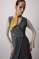 WRAP-BREASTED PLEATED VEST