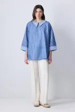 ORGANZE GARNİLİ ÇİZGİLİ TUNİK