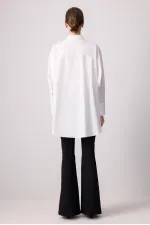 OVERSIZE POPLIN TUNIC WITH GOLD BUTTONS OVERSIZE POPLIN TUNIC WITH GOLD BUTTONS