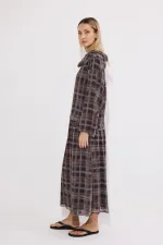 Ensemble 2 pièces en mousseline à carreaux avec col châle