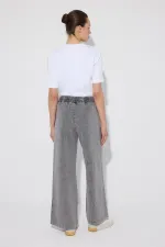 WIDE-LEG DENIM PANTS WITH ELASTIC WAISTBAND WIDE-LEG DENIM PANTS WITH ELASTIC WAISTBAND