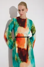 BATİK DESEN KREP ELBİSE