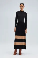 JUPE EN MAILLE À RAYURES AVEC TAILLE ÉLASTIQUE