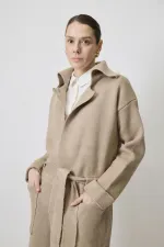 CARDIGAN LONG EN MAILLE AVEC CEINTURE À LA TAILLE