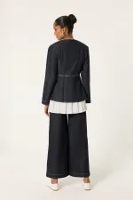 VESTE À PLIS, PANTALON, ENSEMBLE EN JEAN