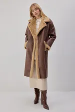 KÜRK DETAYLI DERİ KABAN