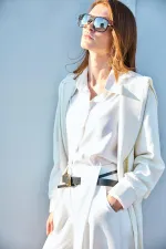 FERMUARLI İNCE KREP CEKET