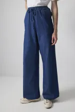 PANTALON À JAMBES LARGES EFFET DENIM