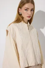 NAKIŞLI KISA GABARDİN YELEK