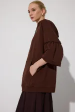 Balloon Sleeve Hooded Sweatshirt