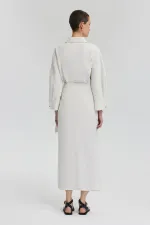 JUPE EN LIN TEXTURÉ AVEC DÉTAIL DE NŒUD