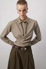CHEMISE COURTE EN POPLIN AVEC CEINTURE