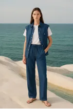 PANTALON À JAMBES LARGES EFFET DENIM