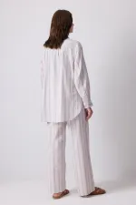 LINEN TEXTURED STRIPED SHIRT AND TROUSER SET