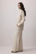 KETEN DOKULU ÇİZGİLİ YELEK