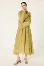 ASYMMETRICALLY CUT BELTED DRESS ASYMMETRICALLY CUT BELTED DRESS