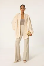 KIMONO WITH ROSE EMBELLISHMENT AND STONES