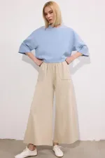 BELİ LASTİKLİ CEPLİ GABARDİN PANTOLON