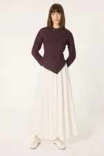 Ensemble blouse et jupe en denim Lycra 2 pièces