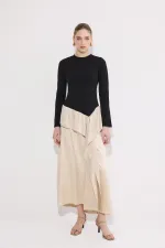 ASİMETRİK VOLANLI ELBİSE