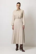 JUPE PLISSÉE EN DAIM