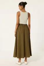 LONG SKIRT WITH ELASTIC WAISTBAND AND POCKETS