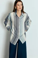 STRIPED COTTON BLEND OVERSIZE SHIRT