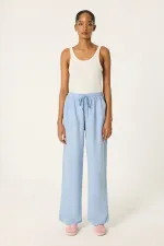 HIGH-WAISTED WASHED GABARDINE PANTS HIGH-WAISTED WASHED GABARDINE PANTS