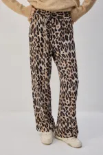 LEOPAR DESENLİ BELİ LASTİKLİ PANTOLON