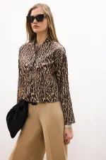 LEOPAR DESENLİ SATEN BOMBER CEKET
