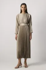 PİLELİ SATEN  ELBİSE