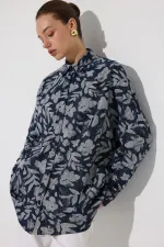 ÇİÇEK DESENLİ OVERSIZE GÖMLEK