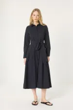 BELİ KEMERLİ GÖMLEK ELBİSE