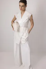 PATTERNED SATIN DOUBLE-BREASTED VEST