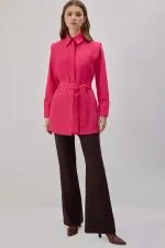 KUŞAKLI POPLİN GÖMLEK