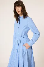 BELİ KEMERLİ GÖMLEK ELBİSE