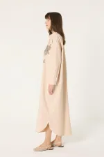 ROBE CHEMISE BRODÉE À TEXTURE NATURELLE