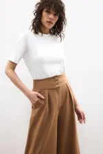 PANTALON À PLIS TAILLE HAUTE