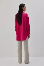 OVERSIZE BANTLI SATEN GÖMLEK