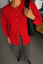 LONG CARDIGAN WITH GOLD BUTTONS