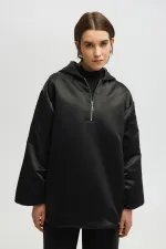 SWEAT-SHIRT EN SATIN À FERMETURE ÉCLAIR