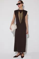 BİSİKLET YAKA VATKALI ELBİSE