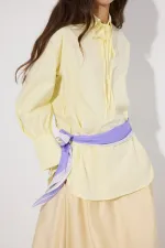 100% COTTON PIPED SHIRT COLLAR TUNIC