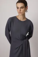 STEEL KNIT DRESS WITH TIE-UP