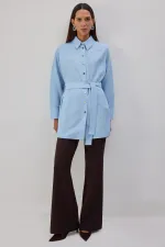 BELTED POPLIN SHIRT
