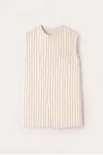 KETEN DOKULU ÇİZGİLİ YELEK