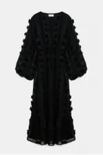 CHIFFON DRESS WITH GATHERED WAIST