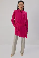 OVERSIZE BANTLI SATEN GÖMLEK