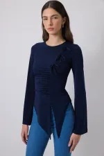 FİYONK DETAYLI DRAPELİ BLUZ