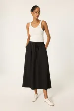 ELASTIC WAIST SKIRT WITH POCKETS